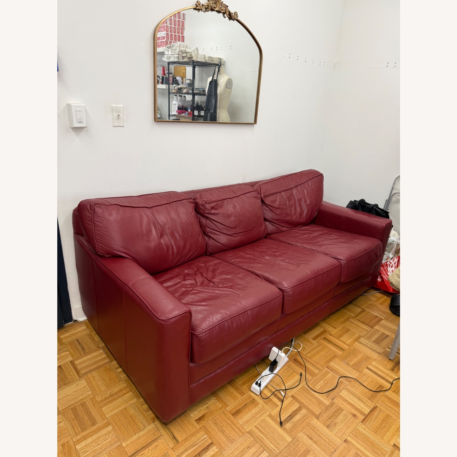 Sleeper Red Leather Sofa  - image-2
