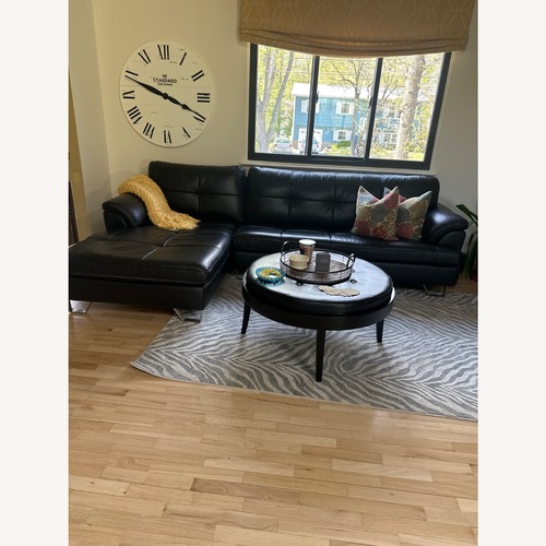 Used Ashley Furniture Black Leather 2 Piece Sectional for sale on AptDeco