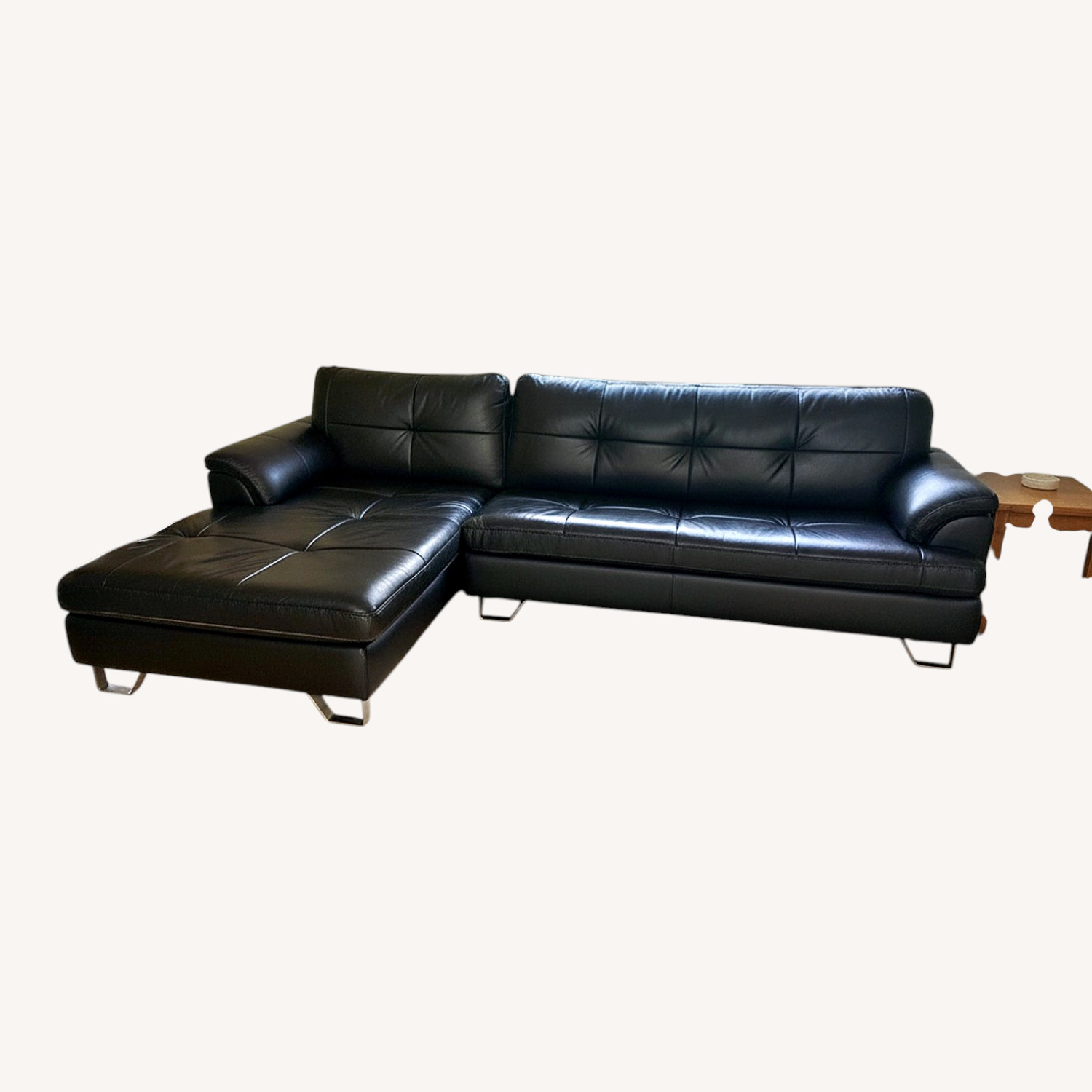 Ashley Furniture Black Leather 2 Piece Sectional - image-4