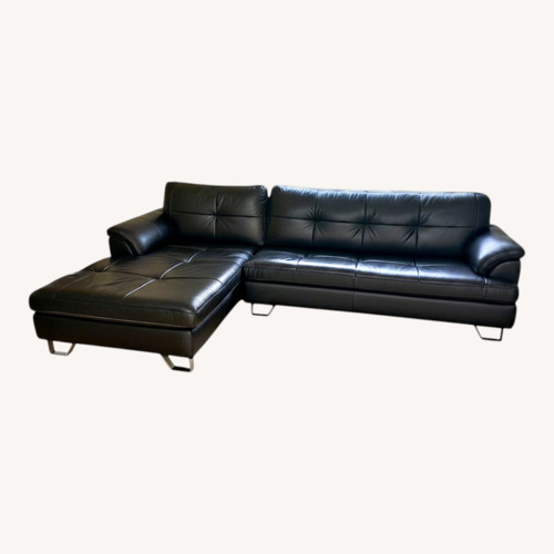 Used Ashley Furniture Black Leather 2 Piece Sectional for sale on AptDeco