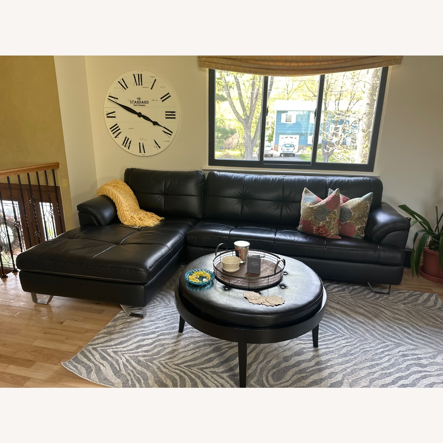 Ashley Furniture Black Leather 2 Piece Sectional - image-2