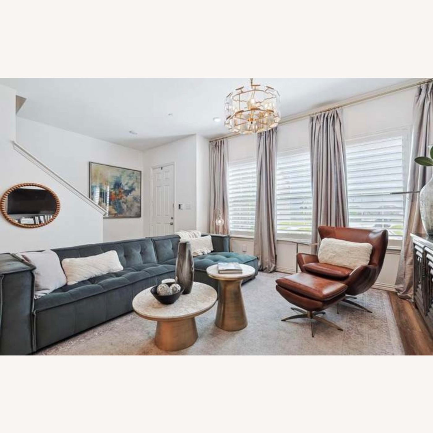 Green Velvet 2 Piece Sectional - image-7