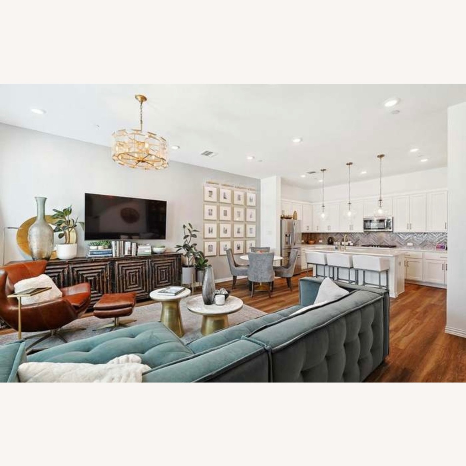 Green Velvet 2 Piece Sectional - image-6