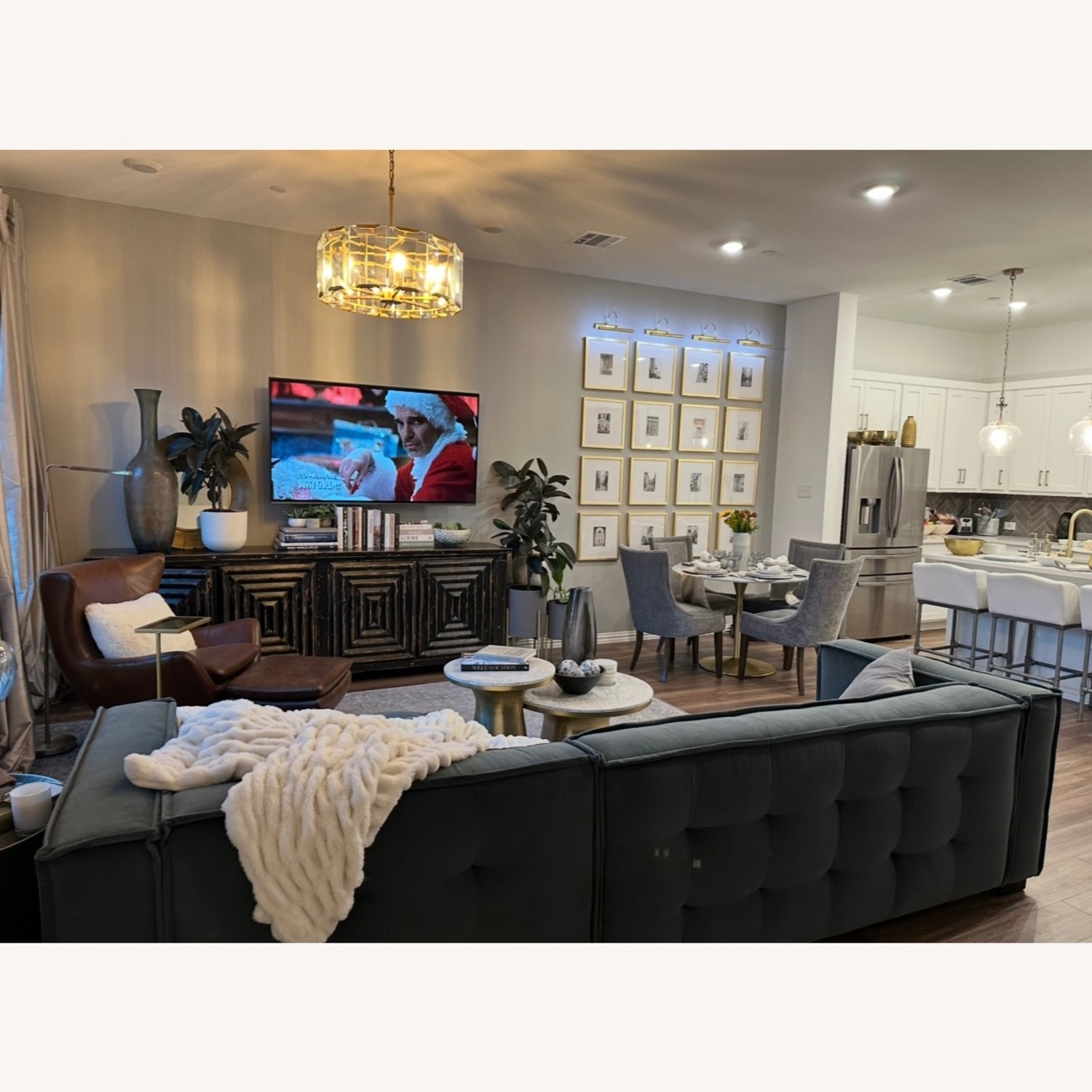 Green Velvet 2 Piece Sectional - image-5