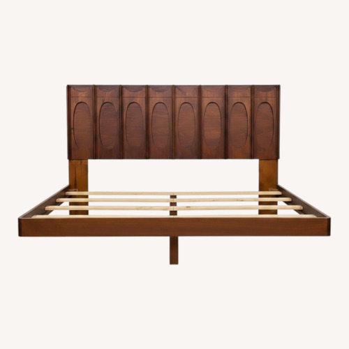 Used Tobago Brutalist Mid-Century Walnut King Headboard for sale on AptDeco