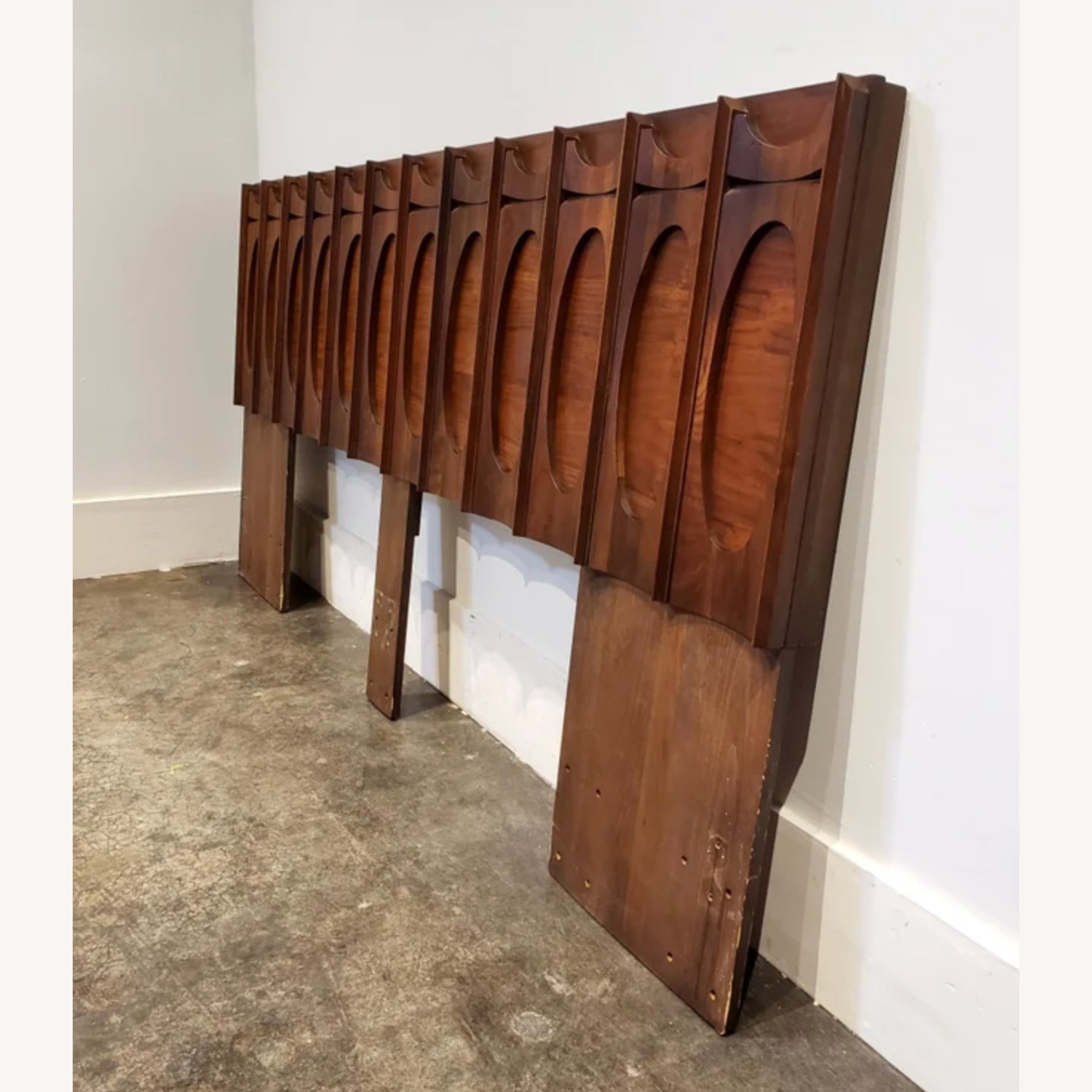 Tobago Brutalist Mid-Century Walnut King Headboard - image-3