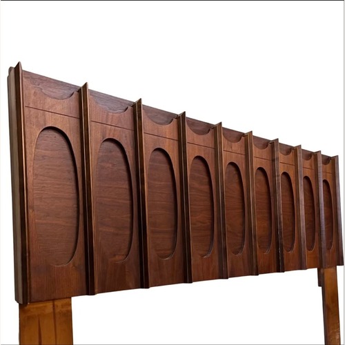 Used Tobago Brutalist Mid-Century Walnut King Headboard for sale on AptDeco