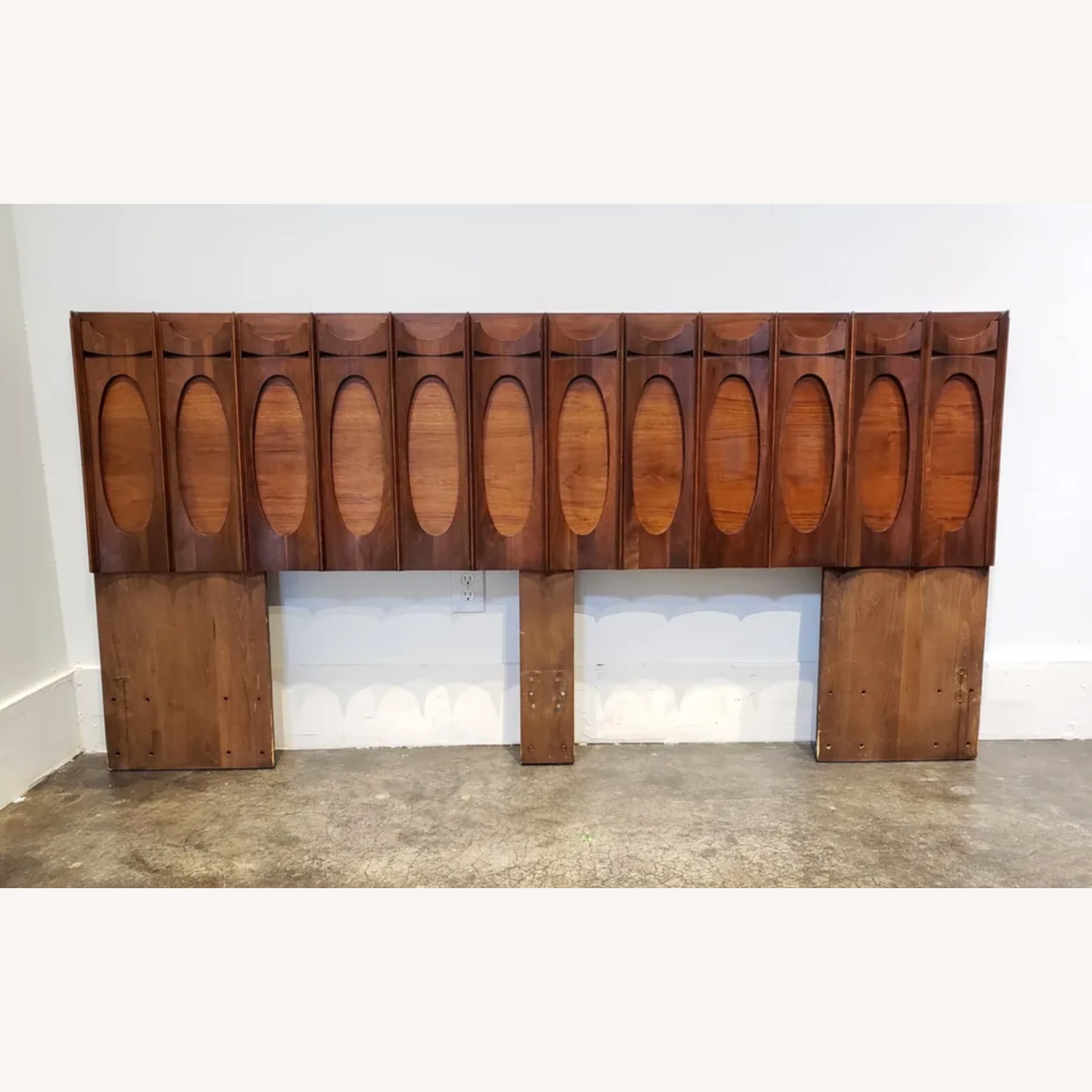 Tobago Brutalist Mid-Century Walnut King Headboard - image-2