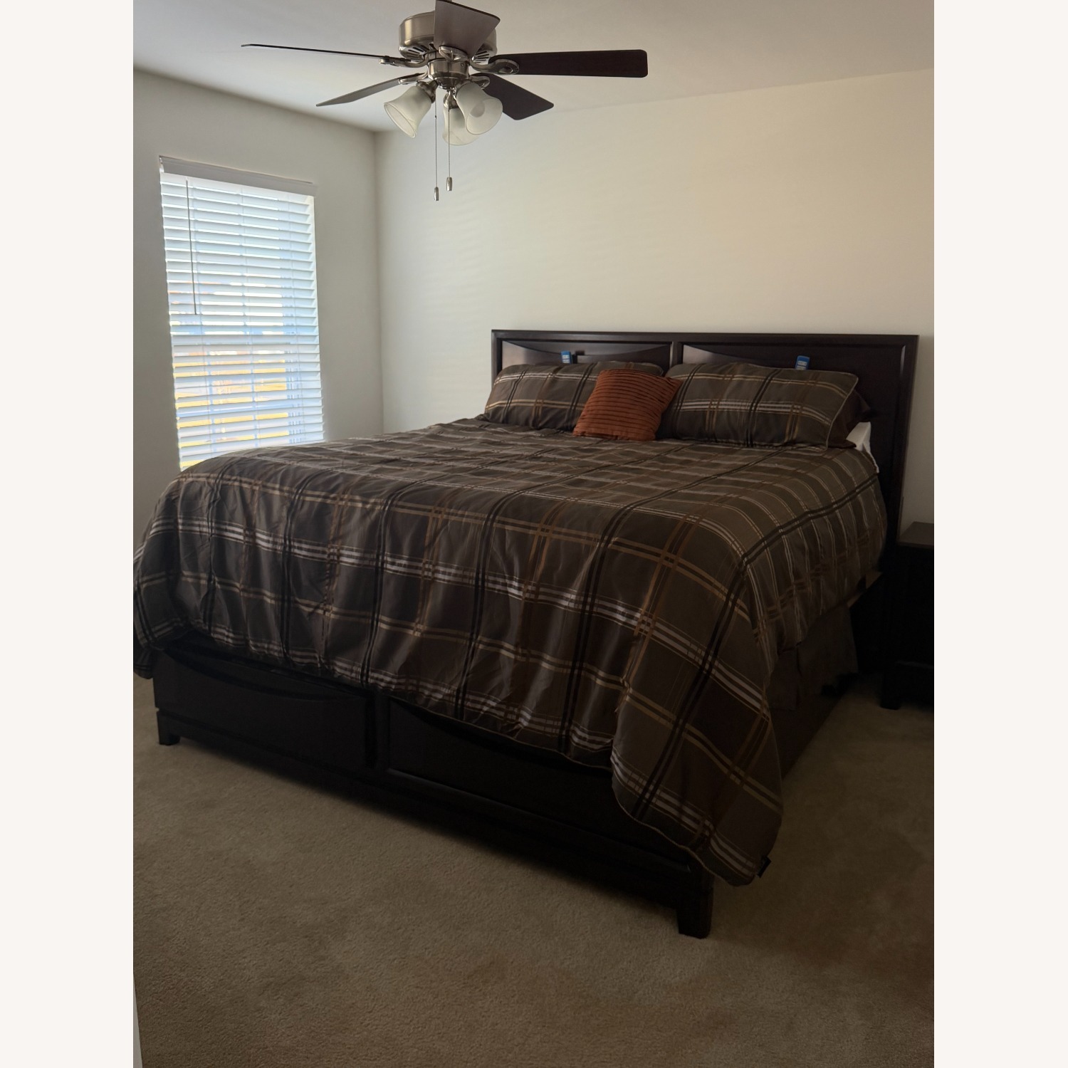 Dark Brown Wood King Bed - image-2