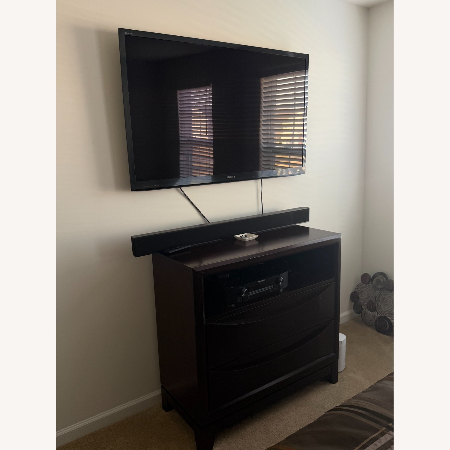 Dark Brown Wood Media Dresser - image-2