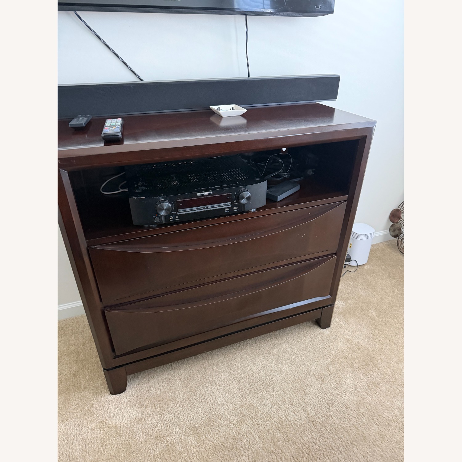 Dark Brown Wood Media Dresser - image-1