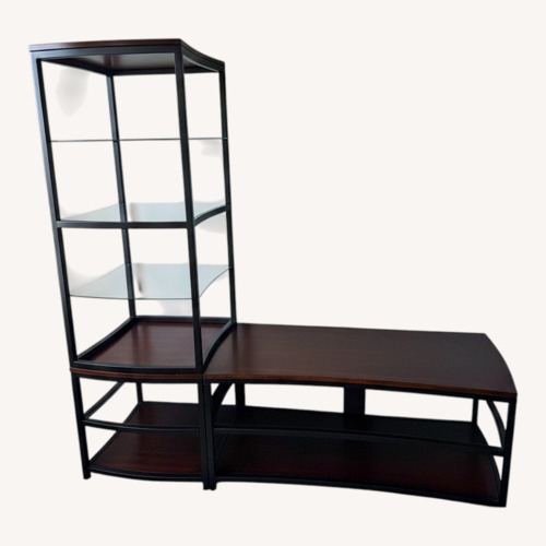 Used Dark Brown Glass Wall Unit for sale on AptDeco
