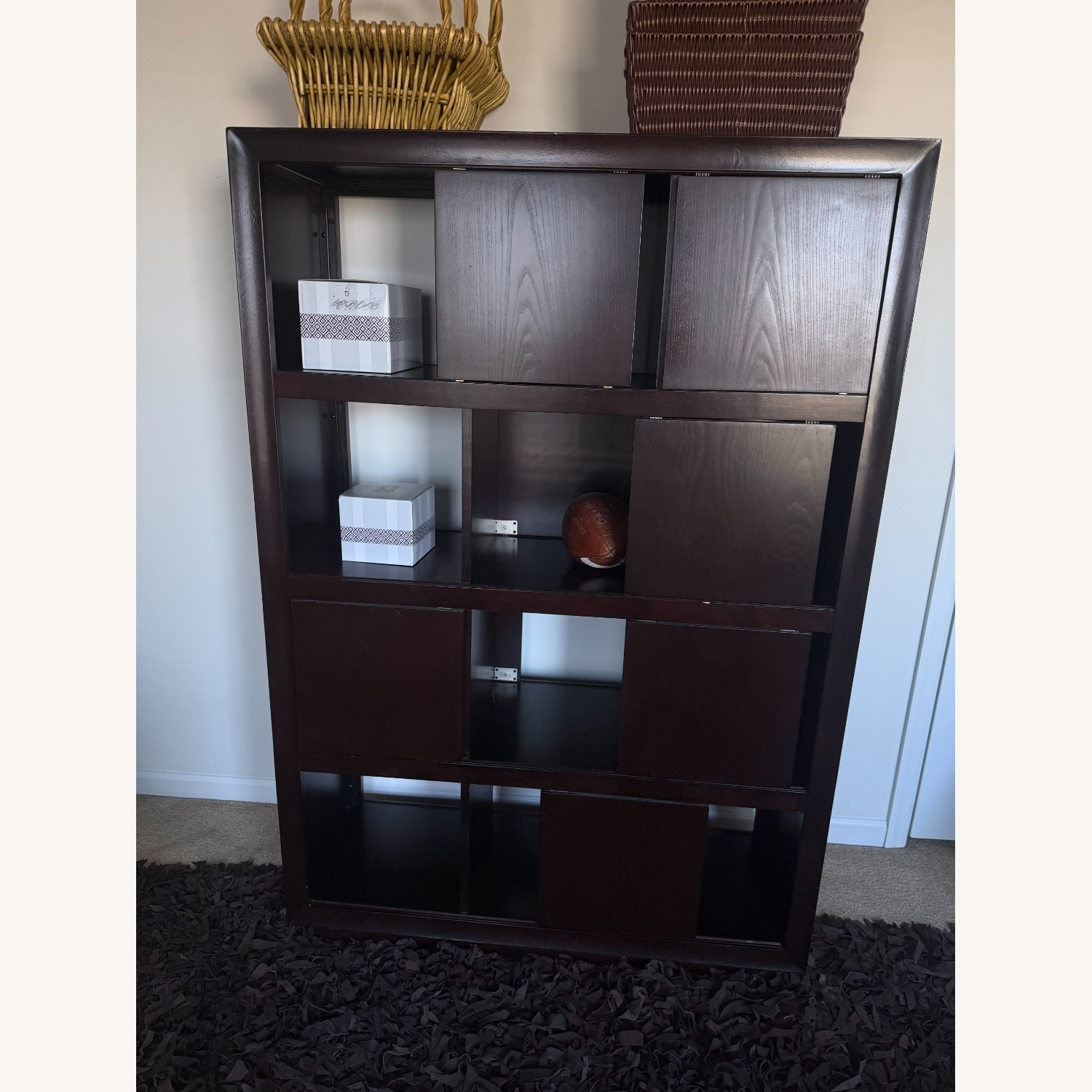 Dark Brown Wood Wall Unit - image-3