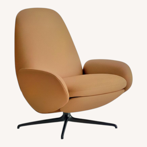 Used Design Within Reach Vala Swivel Light Brown Leather Recliner for sale on AptDeco