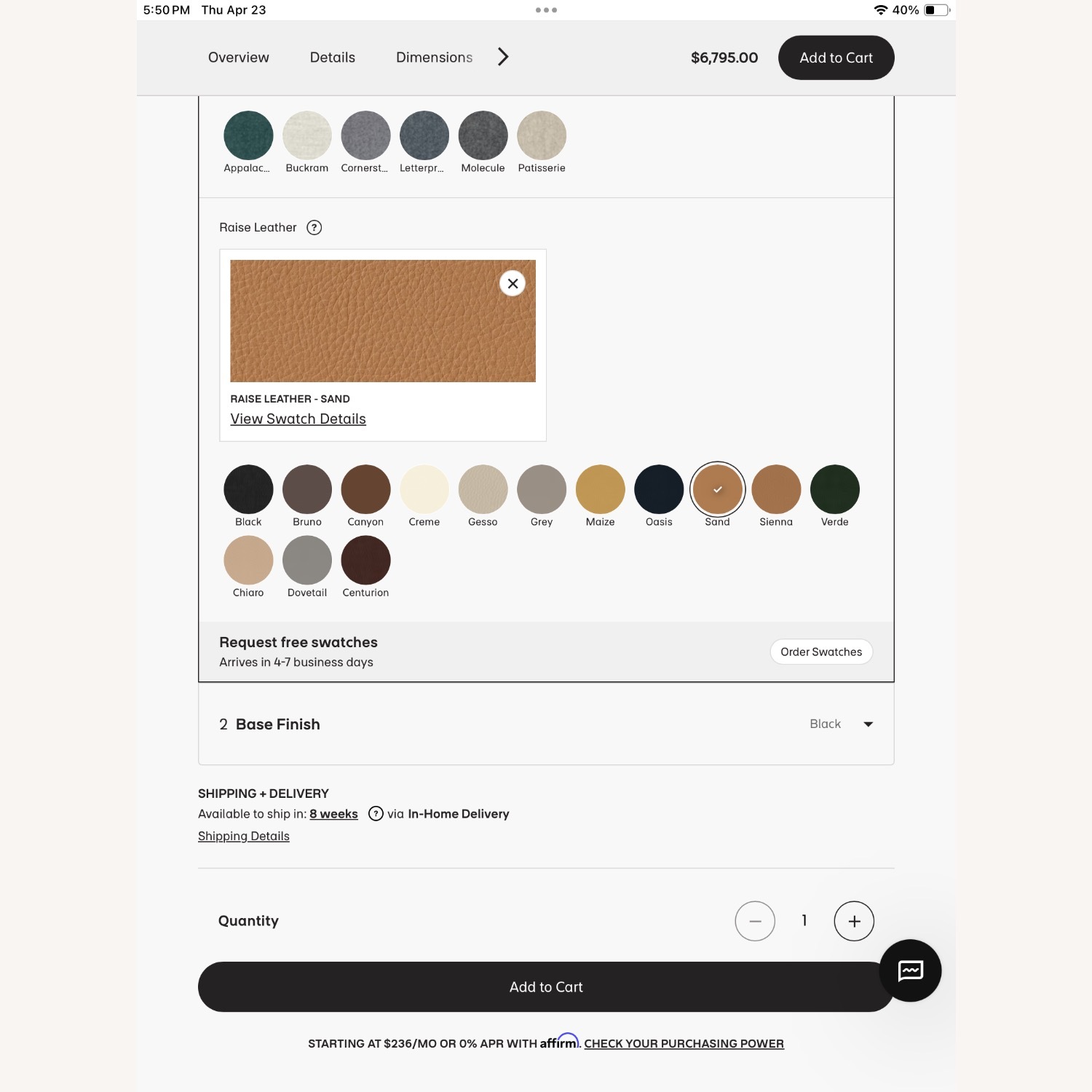 Design Within Reach Vala Swivel Light Brown Leather Recliner - image-5