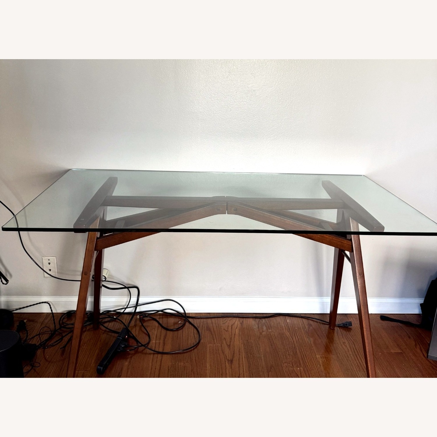 West Elm Jensen Dark Brown Glass Desk - image-5