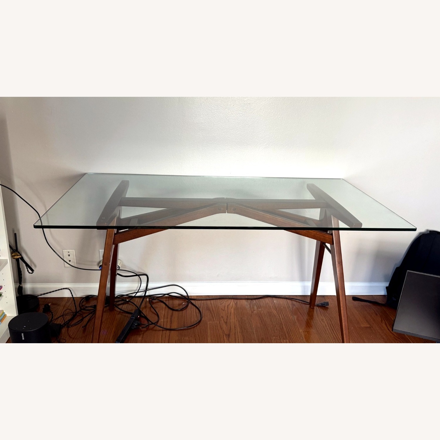 West Elm Jensen Dark Brown Glass Desk - image-1