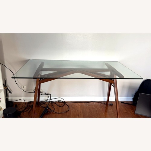 Used West Elm Jensen Dark Brown Glass Desk for sale on AptDeco