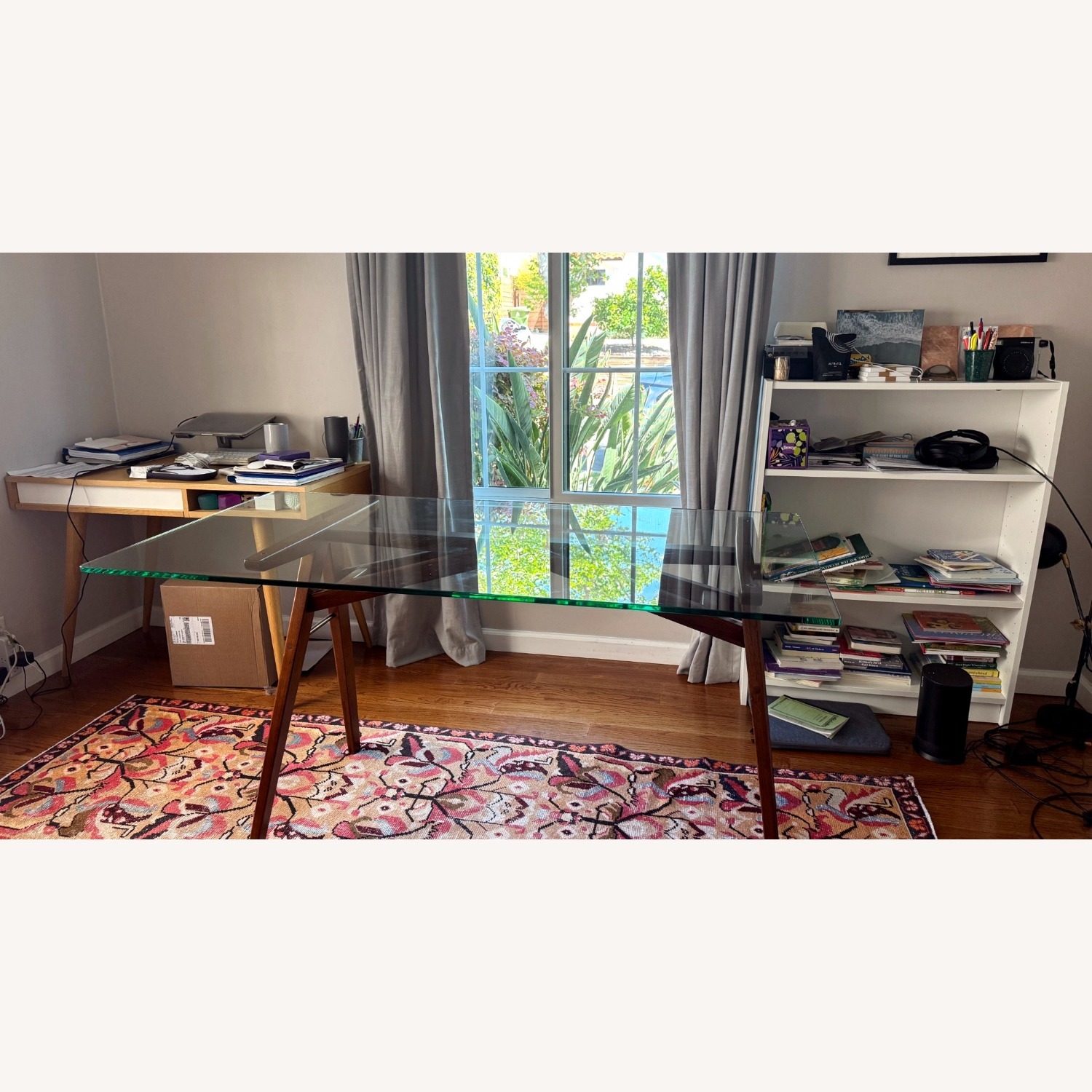 West Elm Jensen Dark Brown Glass Desk - image-2