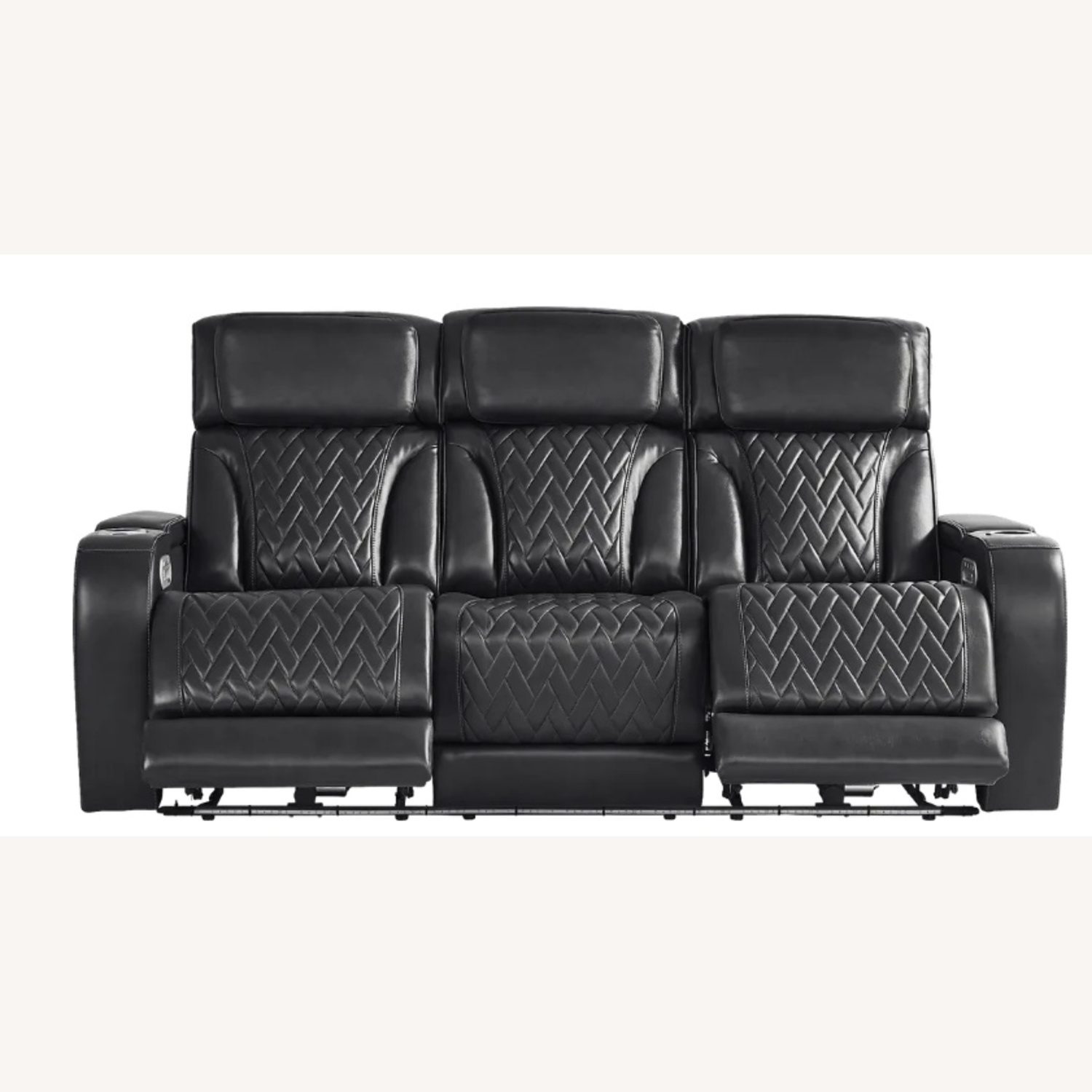 Rooms To Go Port Royal Leather Triple Power Reclining Sofa - image-4