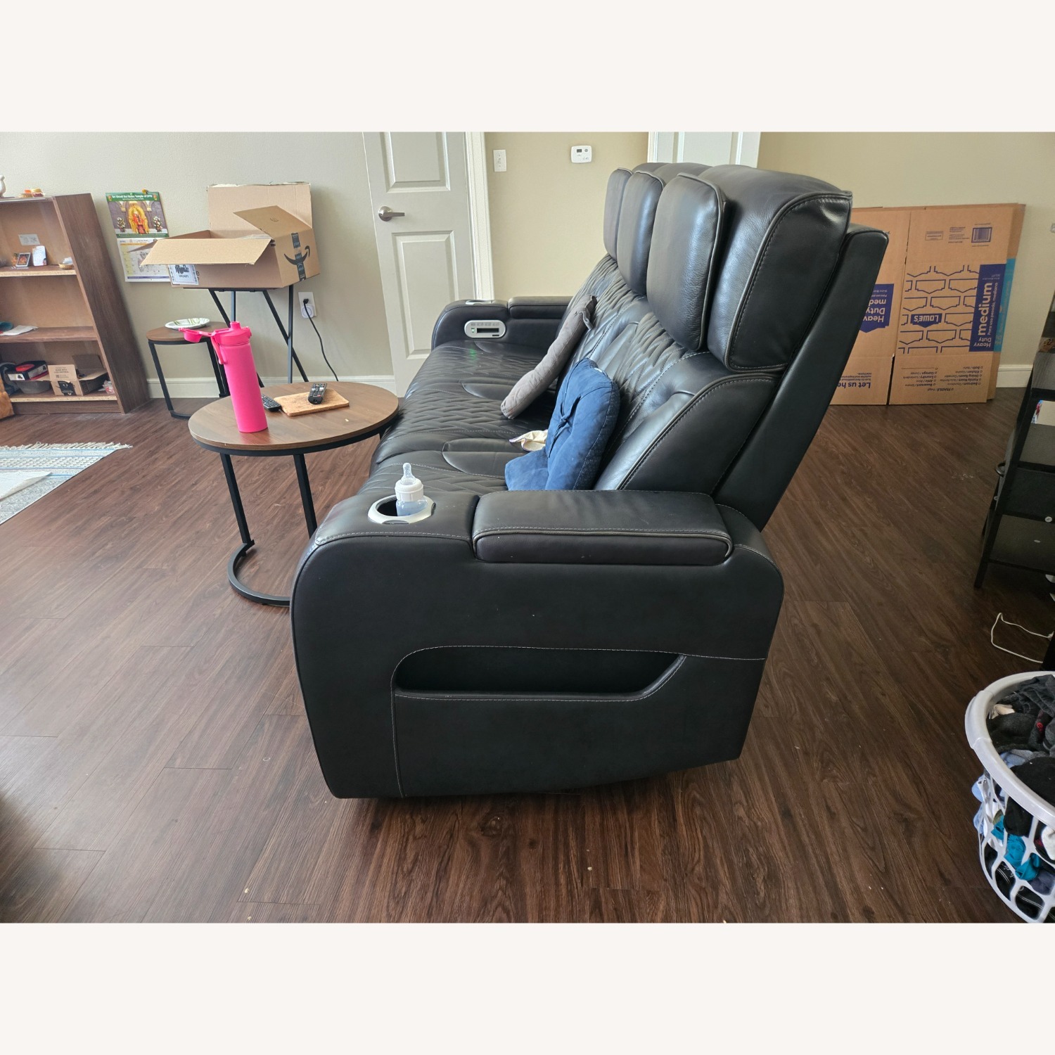 Rooms To Go Port Royal Leather Triple Power Reclining Sofa - image-3