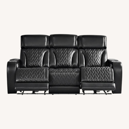 Used Rooms To Go Port Royal Leather Triple Power Reclining Sofa for sale on AptDeco