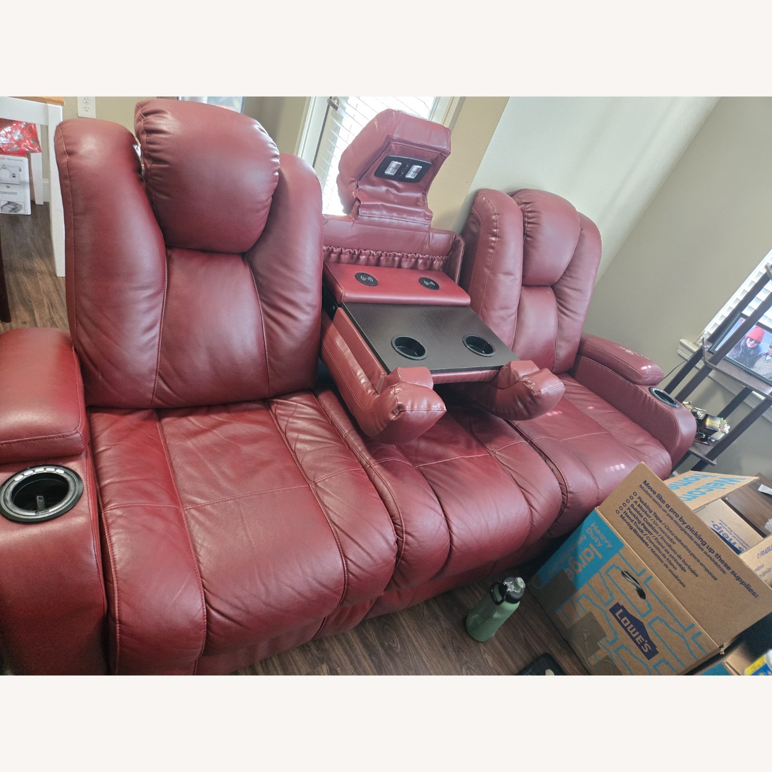Home Zone Furniture  3 Seater Red Sofa - image-2