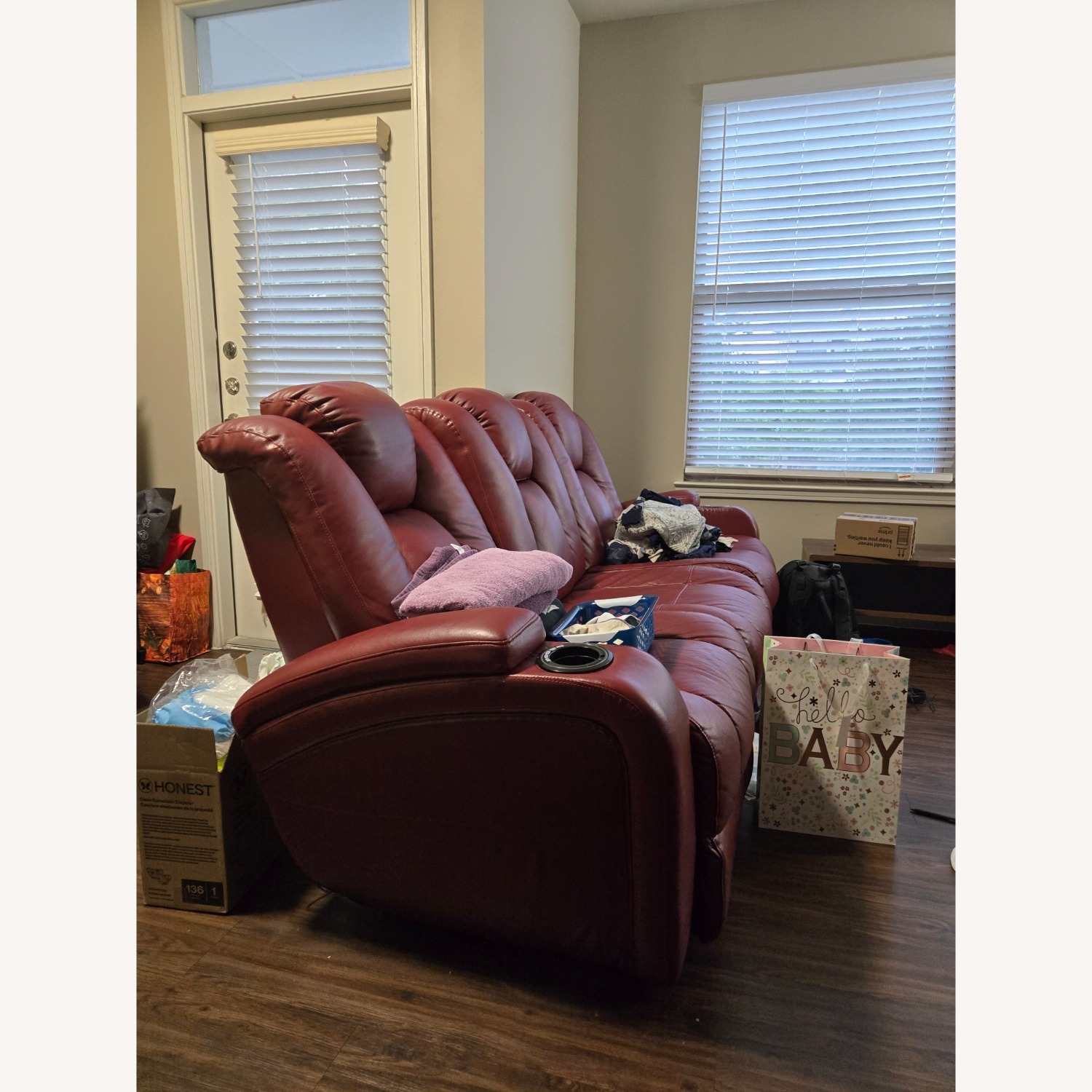 Home Zone Furniture  3 Seater Red Sofa - image-3