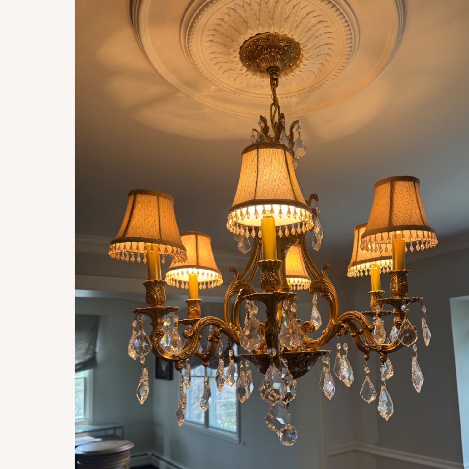 Vintage/Antique Finds Gold Brass Ceiling Lamp - image-4