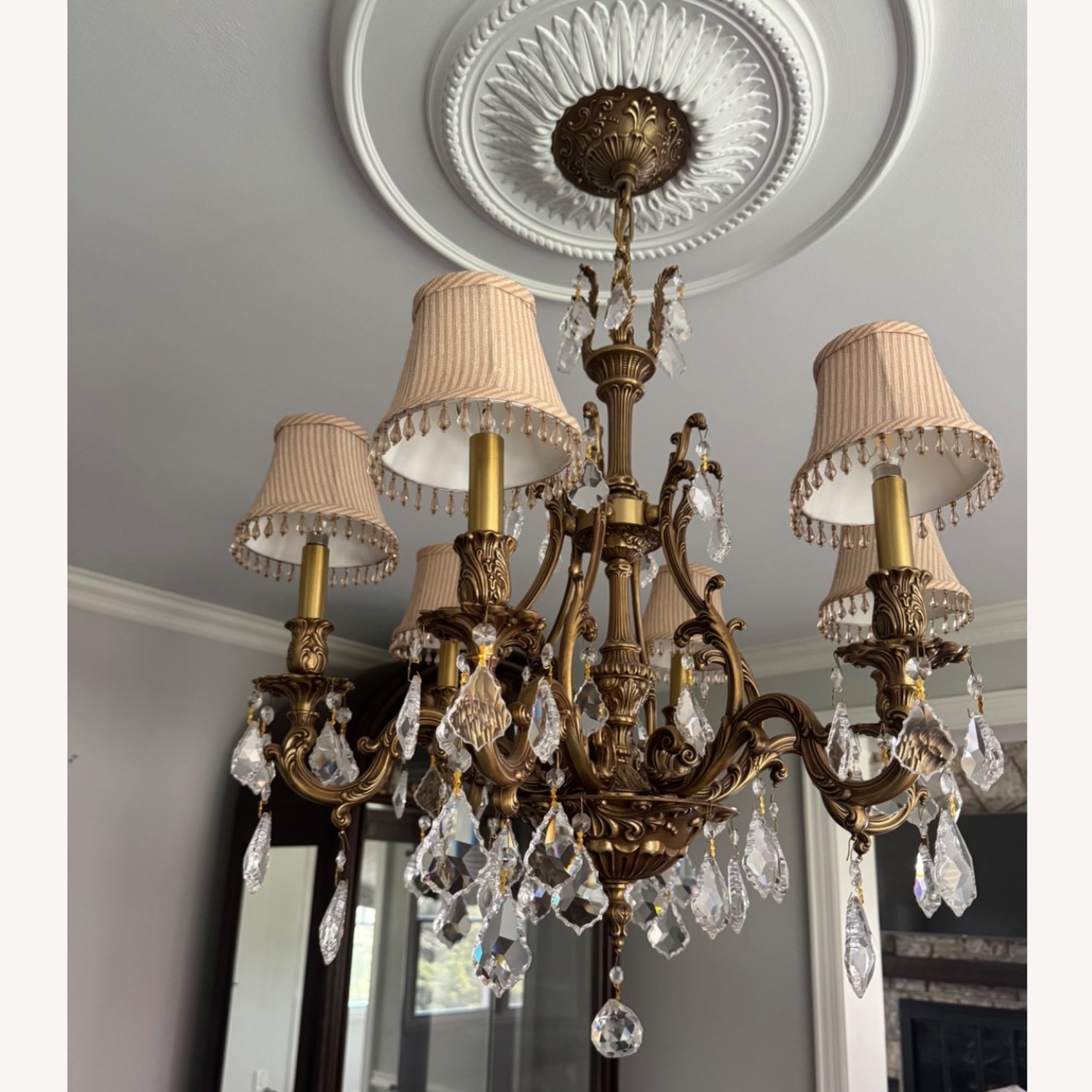 Vintage/Antique Finds Gold Brass Ceiling Lamp - image-5