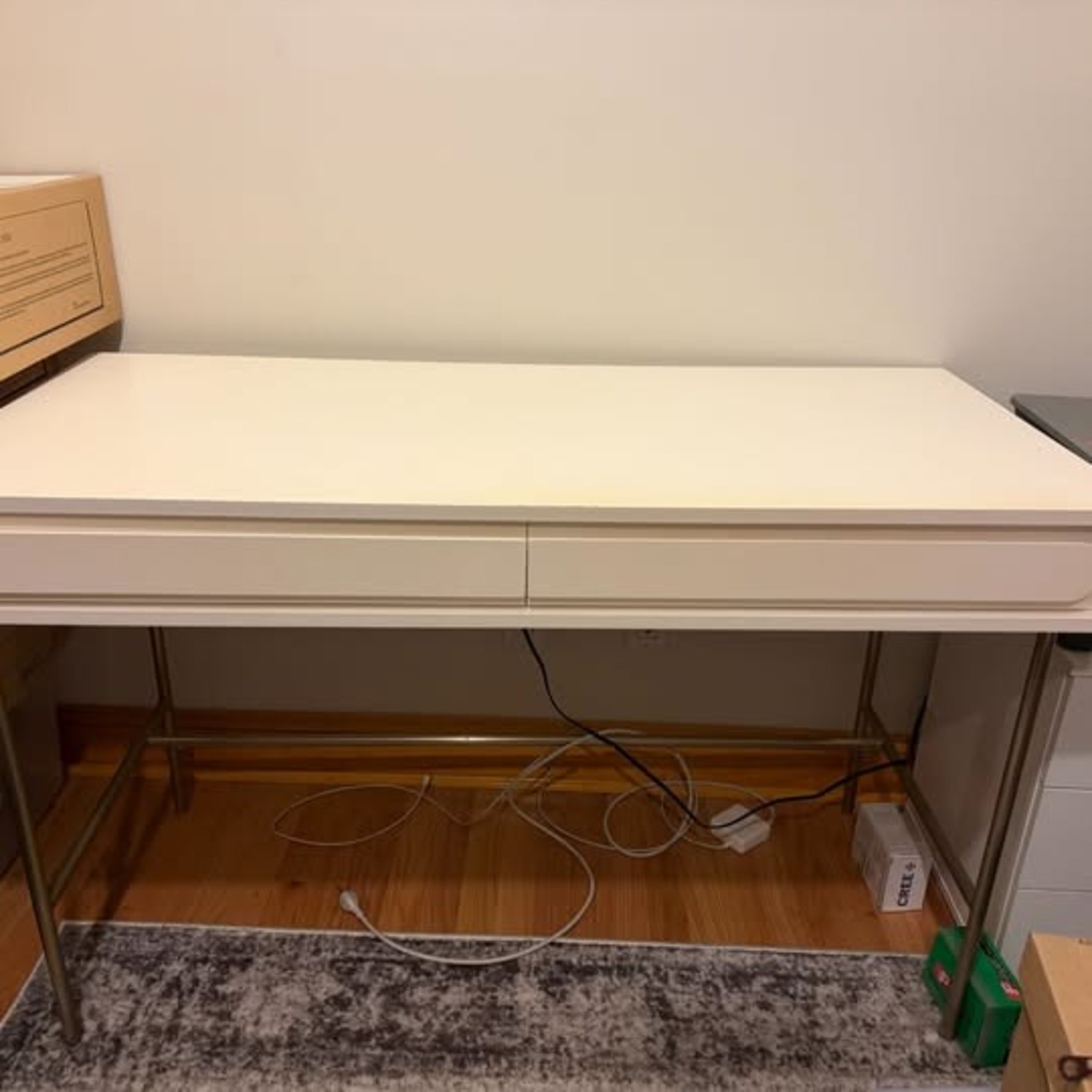 West Elm Gemini White Lacquer Desk - image-2