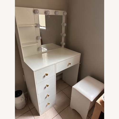 Used IRONCK Vanity Desk with Mirror and Lights for sale on AptDeco