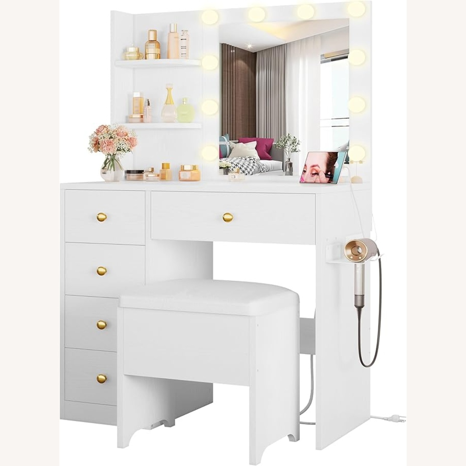 IRONCK Vanity Desk with Mirror and Lights - image-4