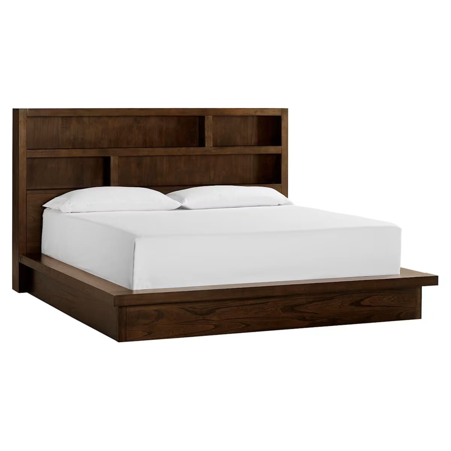 Light Gray Wood Queen Bed - image-1