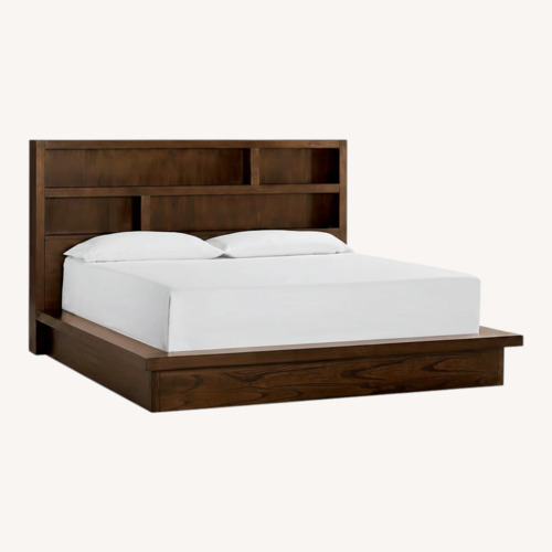 Used Light Gray Wood Queen Bed for sale on AptDeco