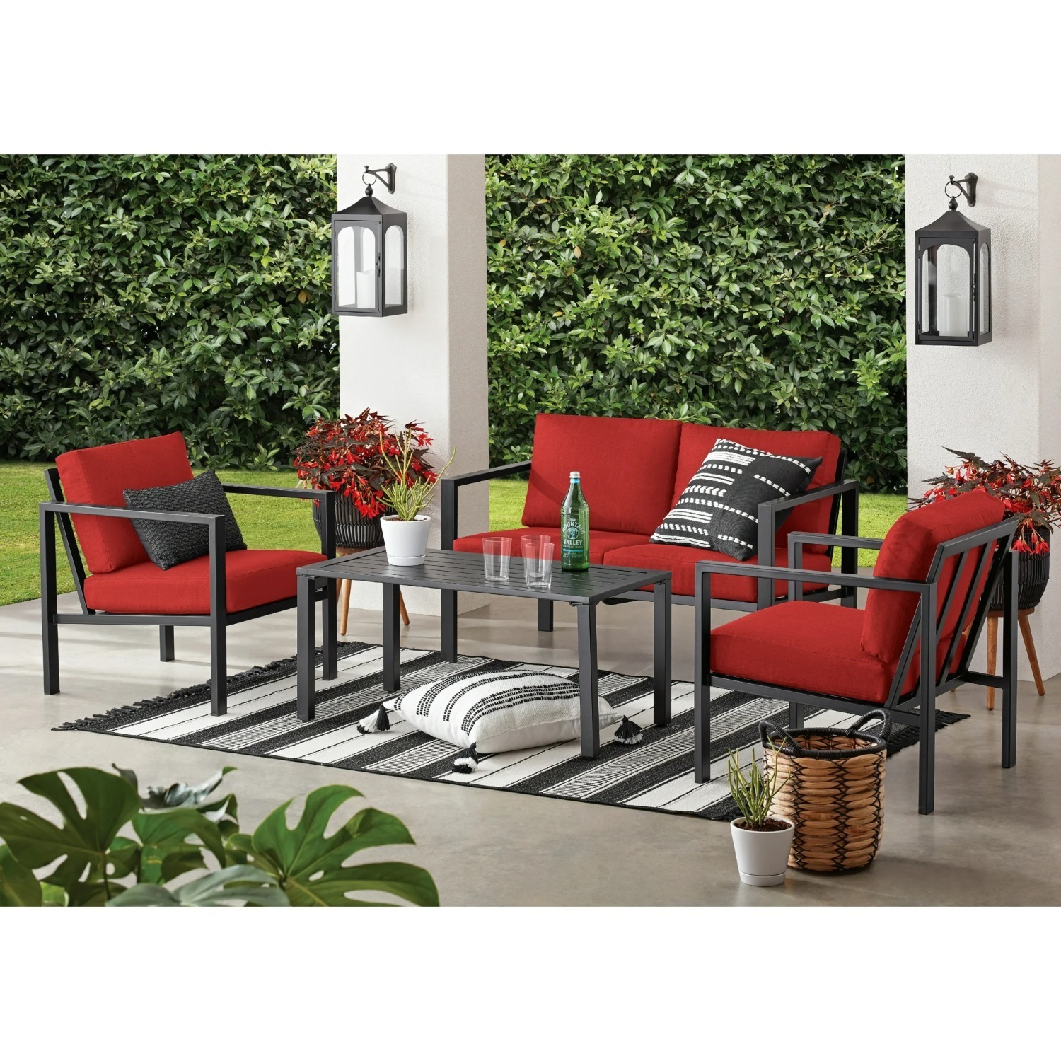 Red Metal Patio Furniture - image-1