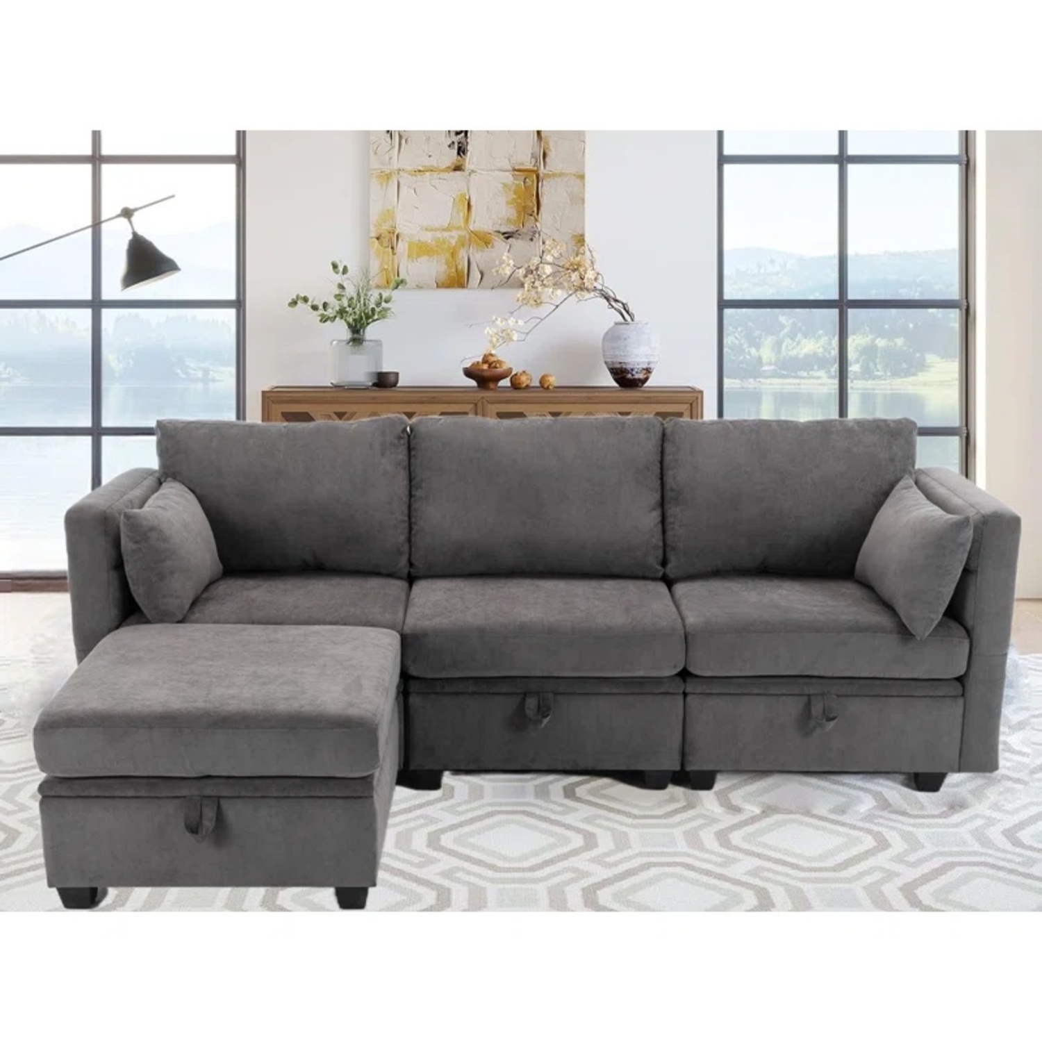 Wayfair Dark Gray Fabric 3+ Piece Sectional - image-4