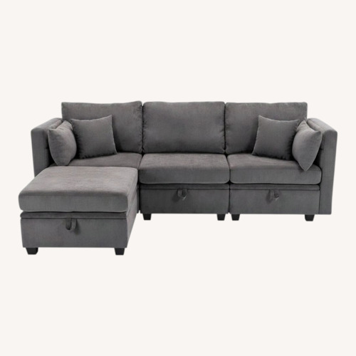 Used Wayfair Dark Gray Fabric 3+ Piece Sectional for sale on AptDeco