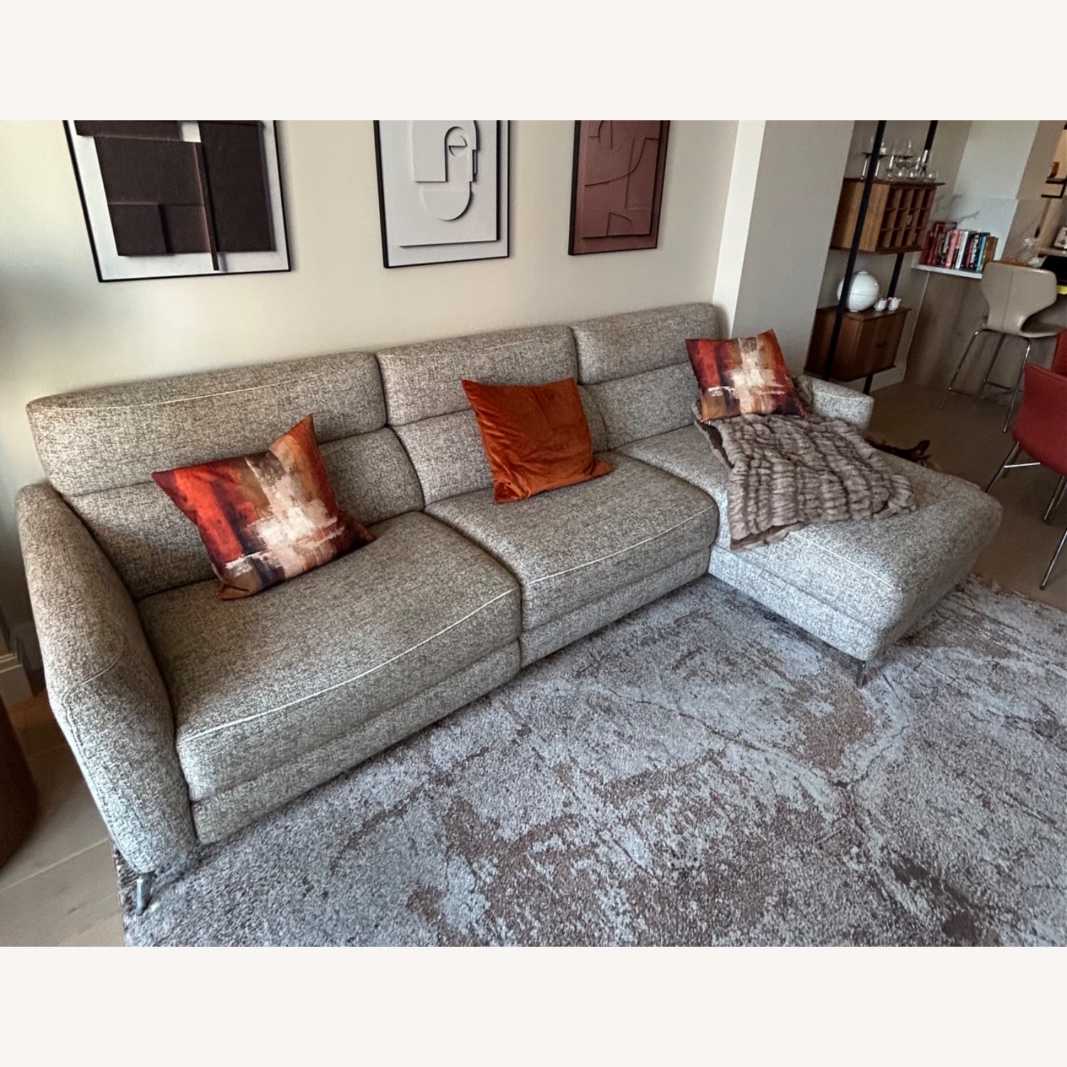 Natuzzi Stan Light Brown Fabric 2 Piece Sectional - image-1