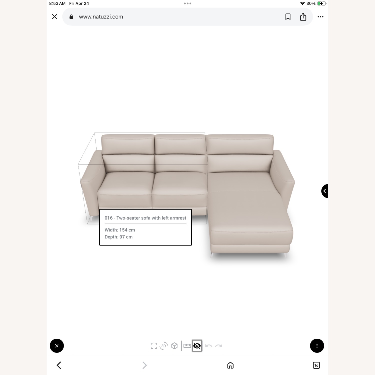 Natuzzi Stan Light Brown Fabric 2 Piece Sectional - image-3