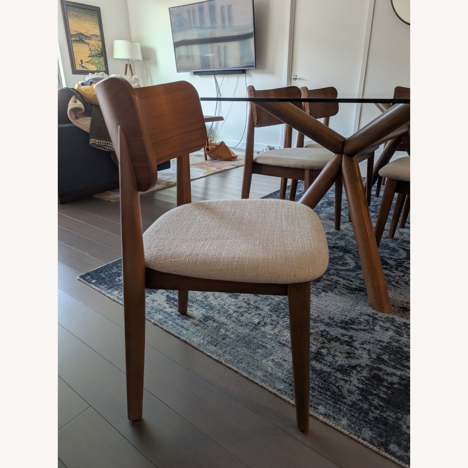 West Elm Lalia Glass Top Table + 6 Dining Chairs - image-4