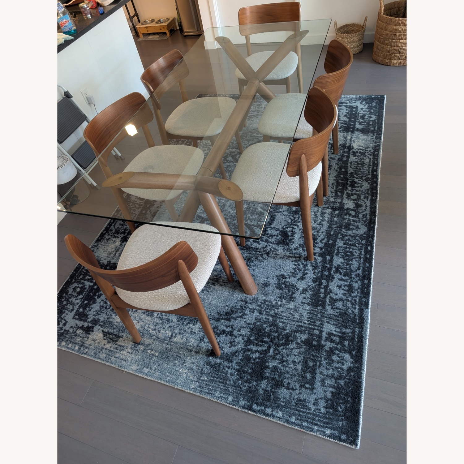 West Elm Lalia Glass Top Table + 6 Dining Chairs - image-3