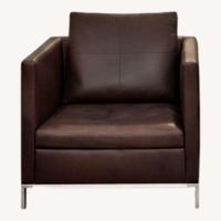 B&B Italia Dark Brown Leather Club Chairs (Pair)