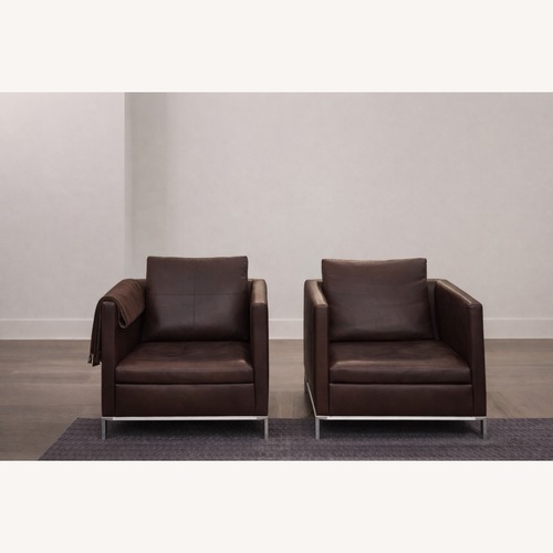 Used B&B Italia Dark Brown Leather Club Chairs (Pair) for sale on AptDeco