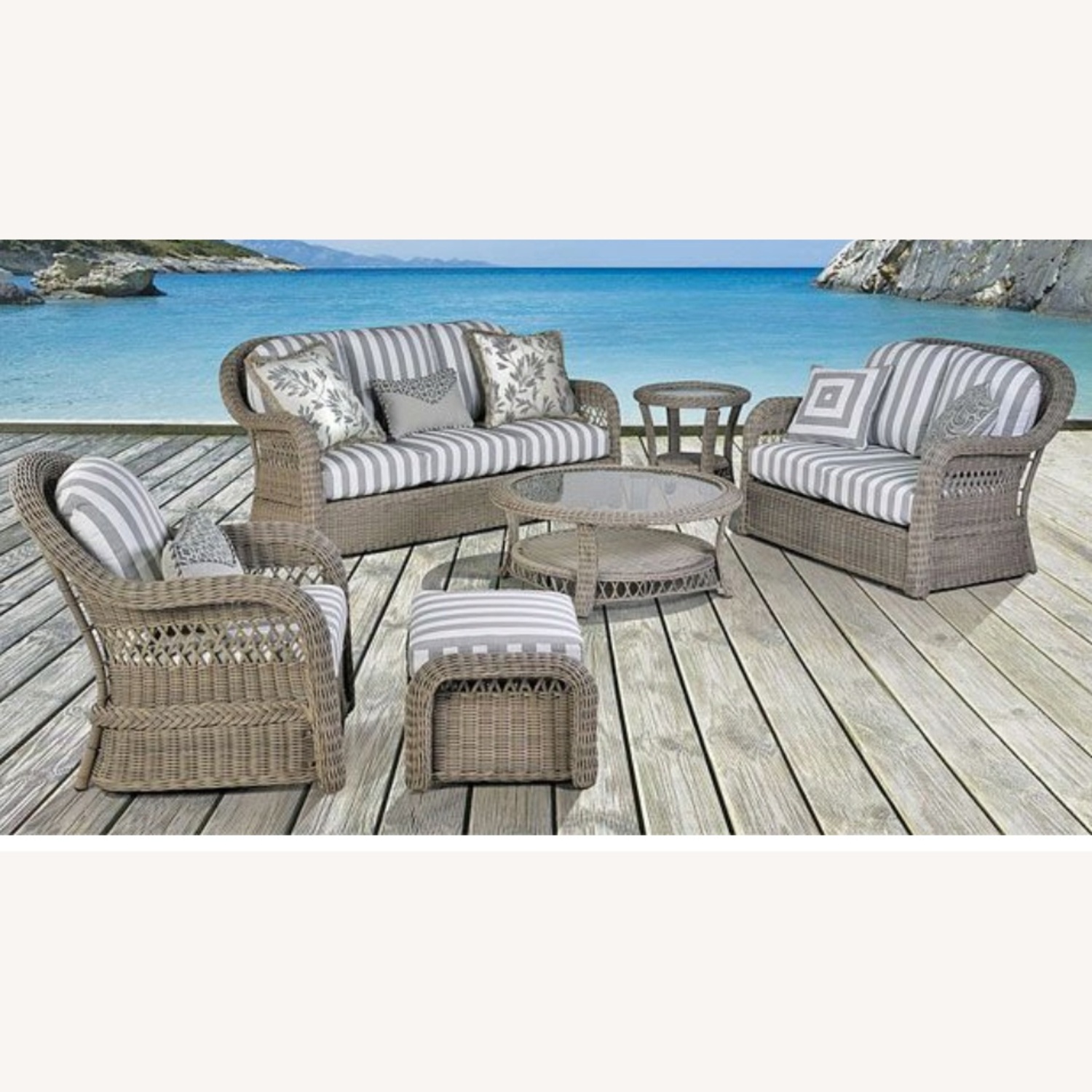 Light Gray Wicker Patio Furniture - image-9