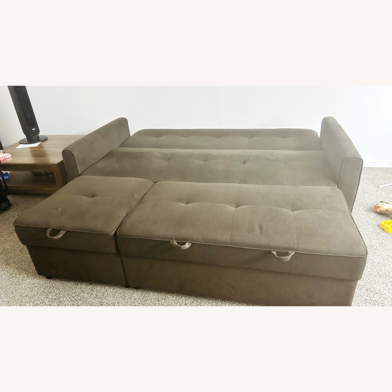 Dark Brown Fabric Sleeper Sofa - image-2