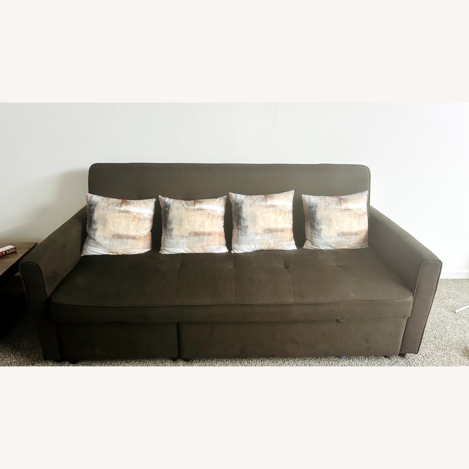 Dark Brown Fabric Sleeper Sofa - image-1