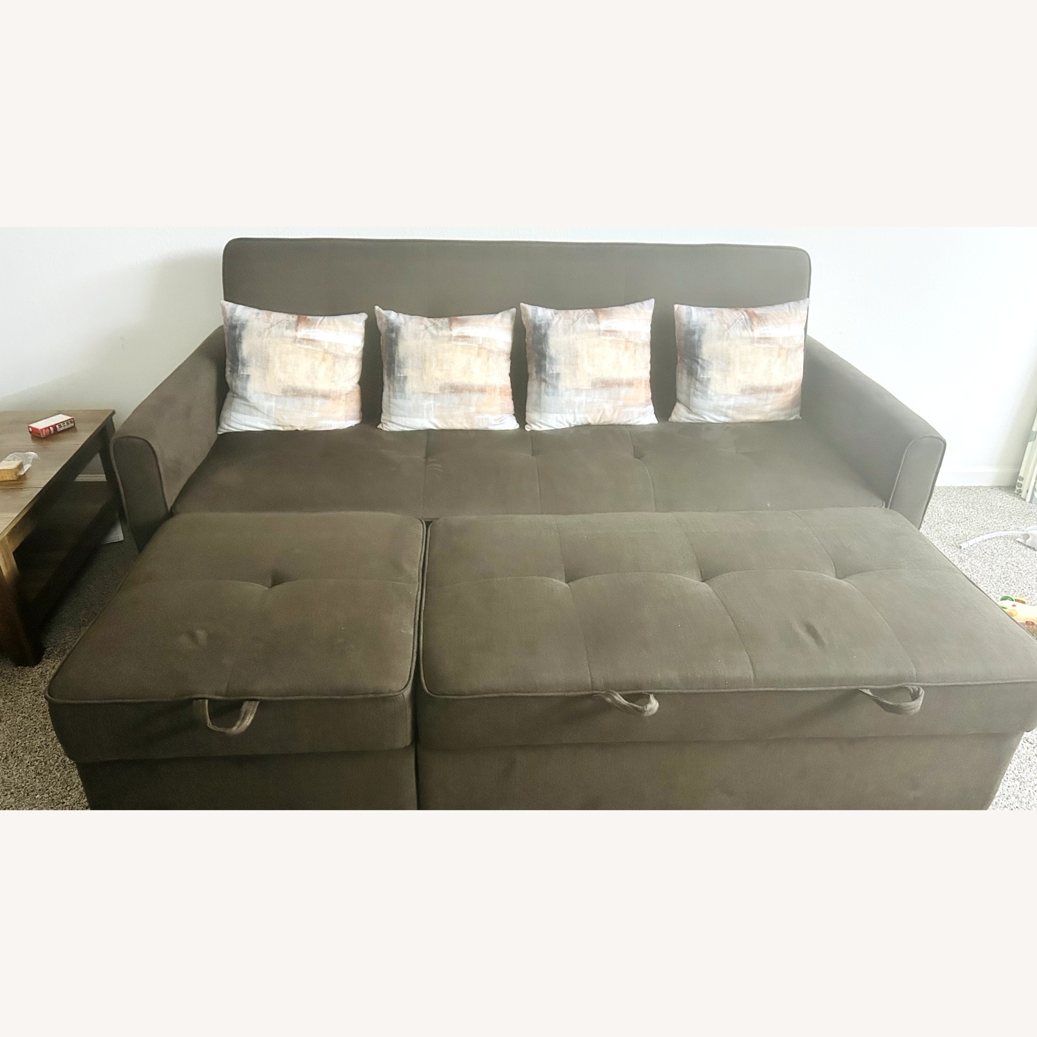 Dark Brown Fabric Sleeper Sofa - image-3