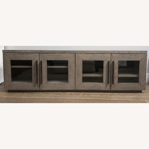 Used Restoration Hardware Machinto Glass Media Console for sale on AptDeco