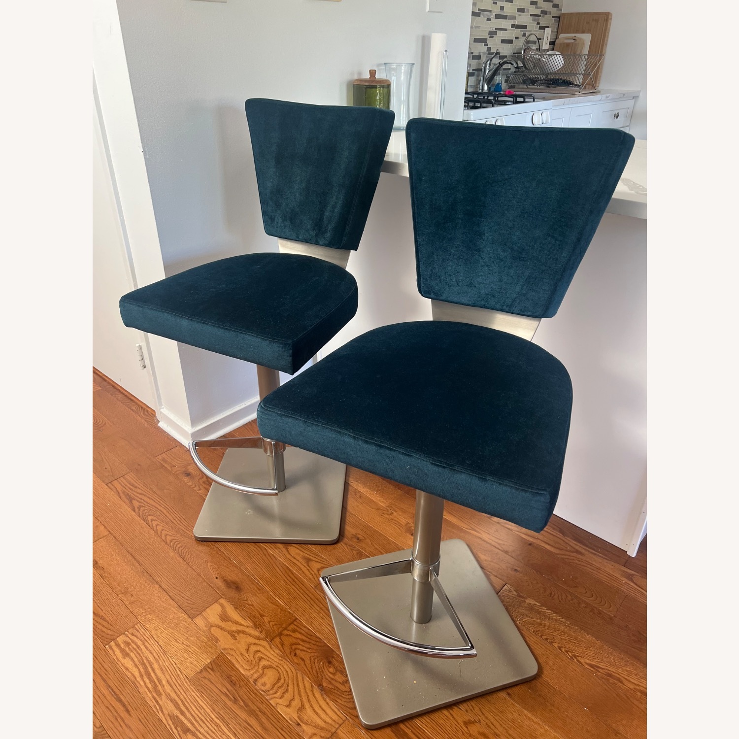 Blue Velvet Stools - image-1